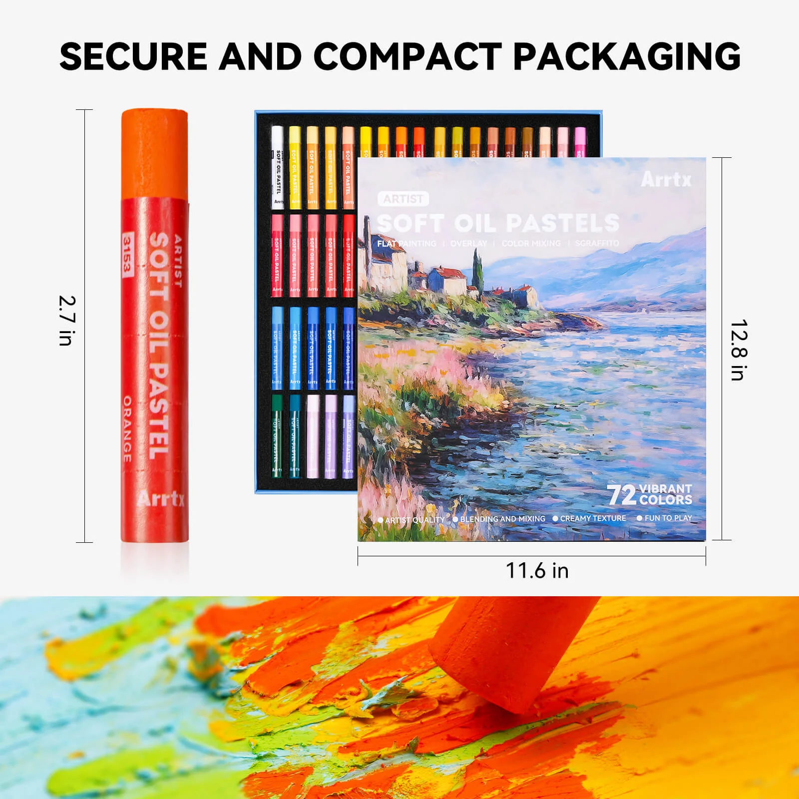 Arrtx 72 Colors Oil Pastels Smooth Drawing Pastel Set - Image 6